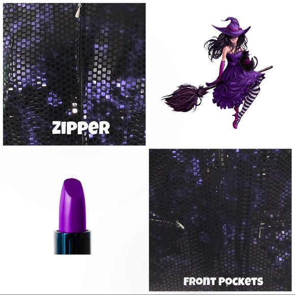 Notations Jacket Purple & Black Shiny Large NWT - Picture 4 of 8